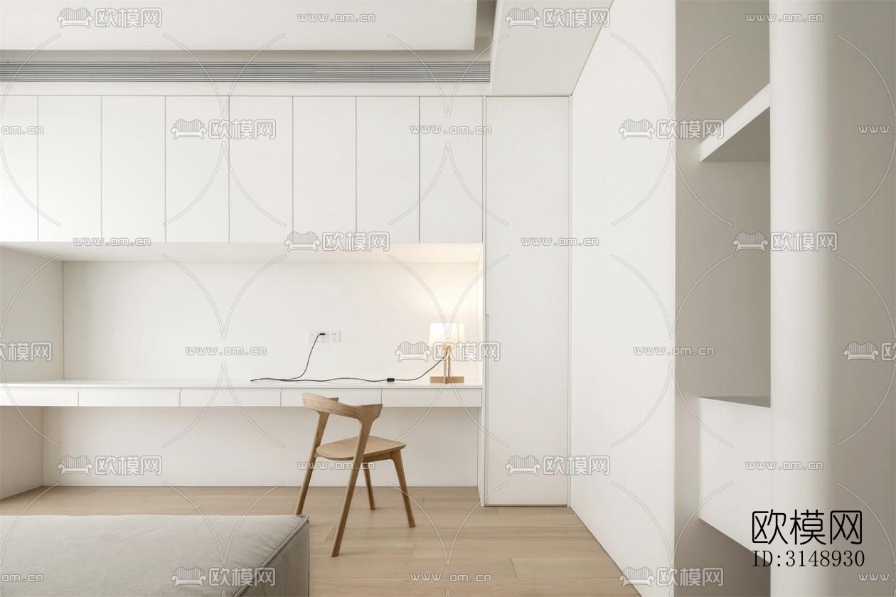 奶油风平层效果图下载（渲染图16）