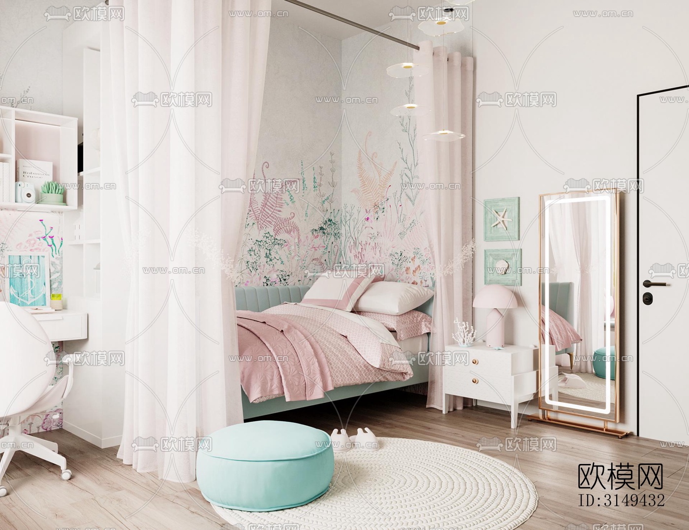 现代平层效果图下载（渲染图3）