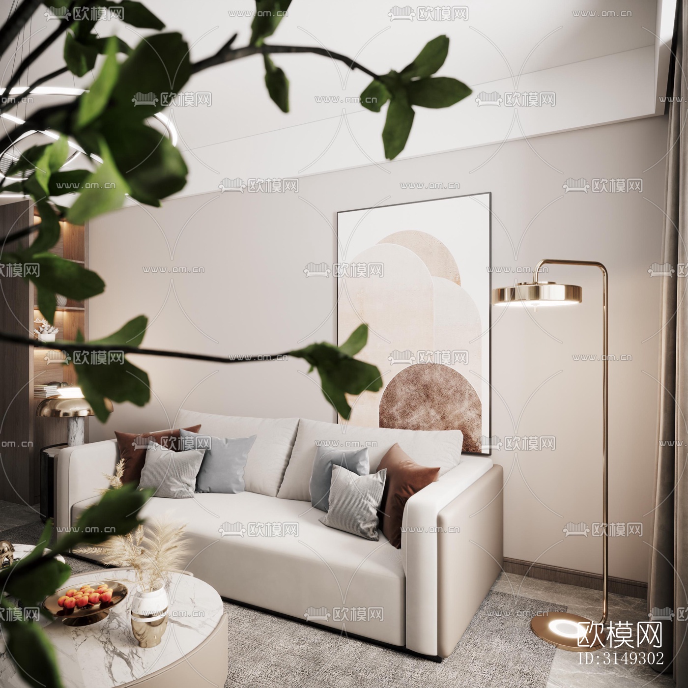 现代平层效果图下载（渲染图11）