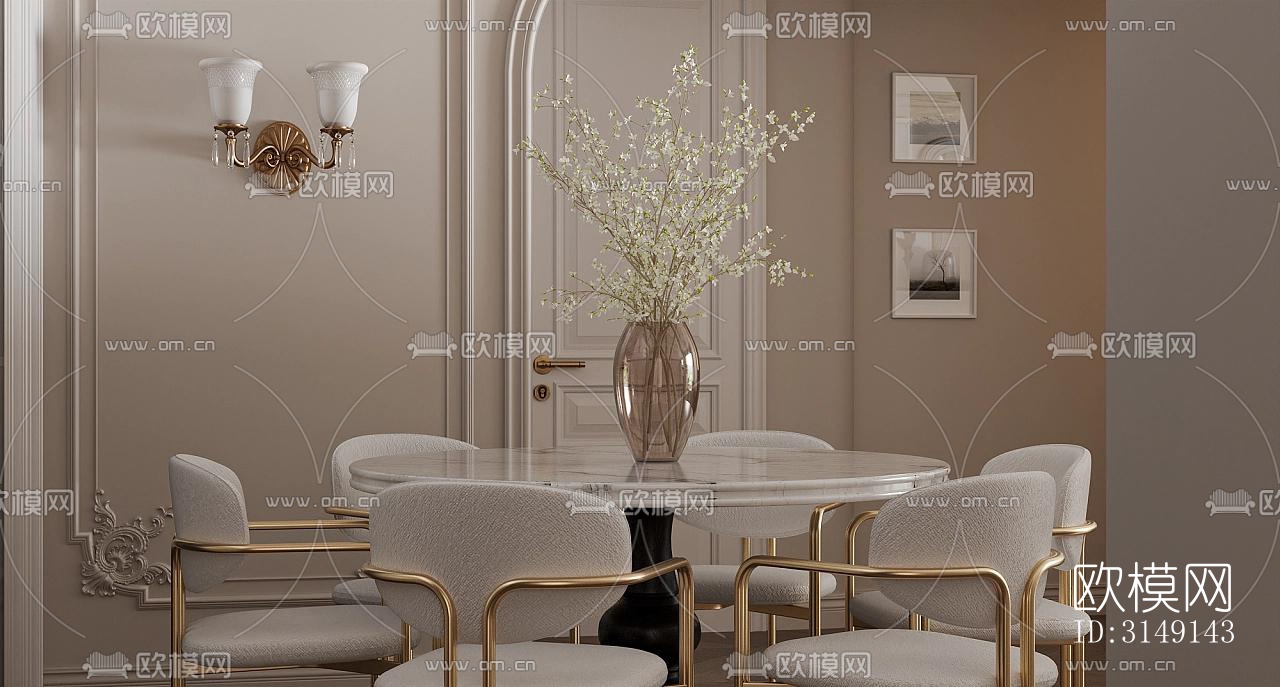 法式平层效果图下载（渲染图9）