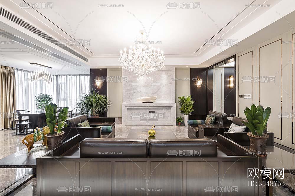 中式平层效果图下载（渲染图16）