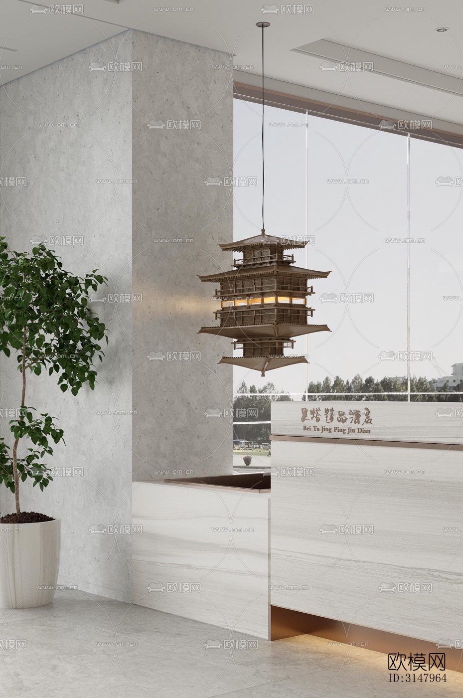 侘寂酒店民宿效果图下载（渲染图3）