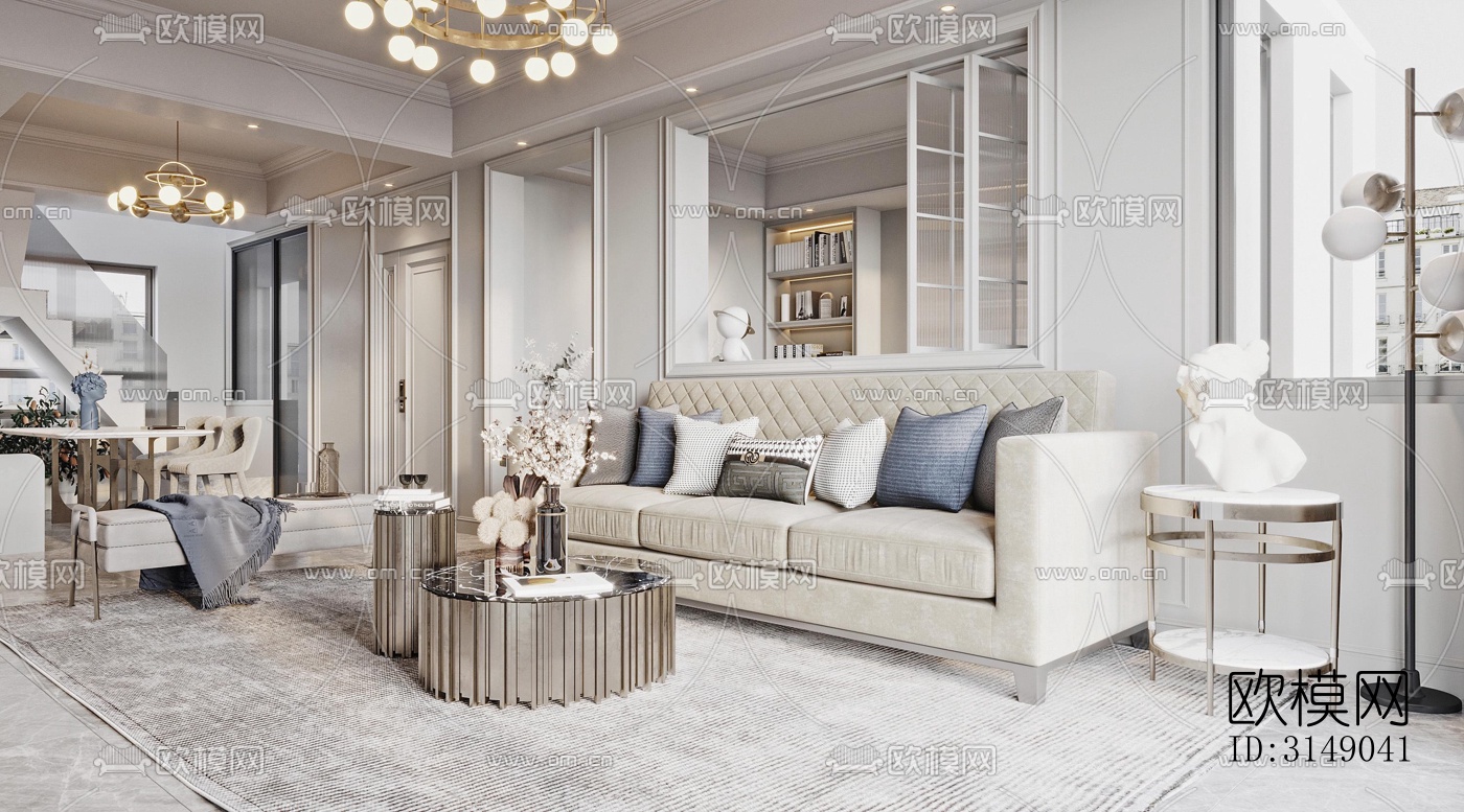 欧式平层效果图下载（渲染图1）