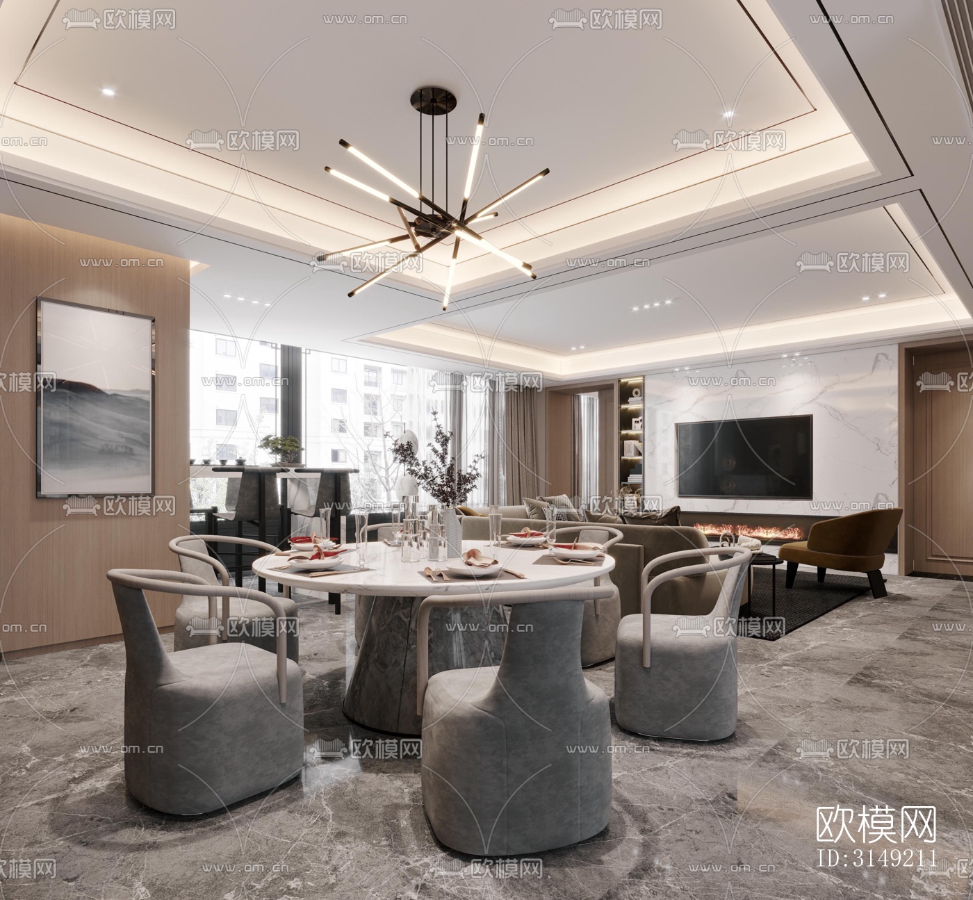 现代平层效果图下载（渲染图8）