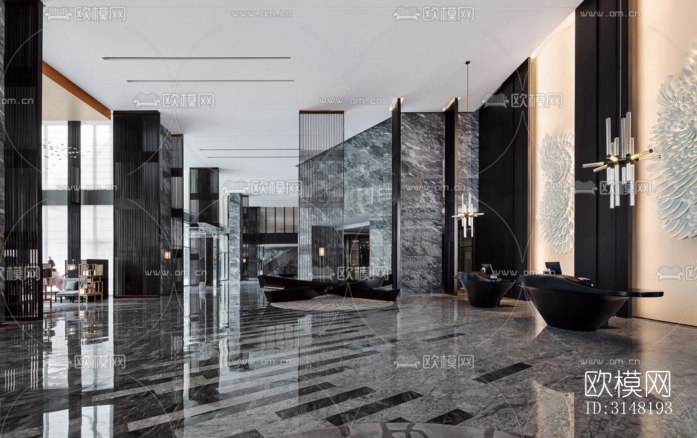 高级灰酒店民宿效果图下载（渲染图1）