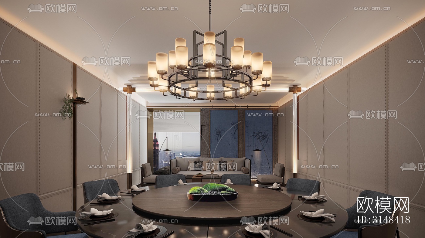 新中式养生会所效果图下载（渲染图7）