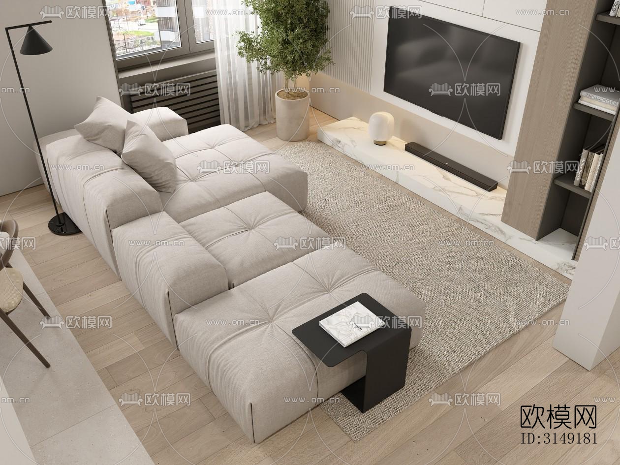 现代平层效果图下载（渲染图8）