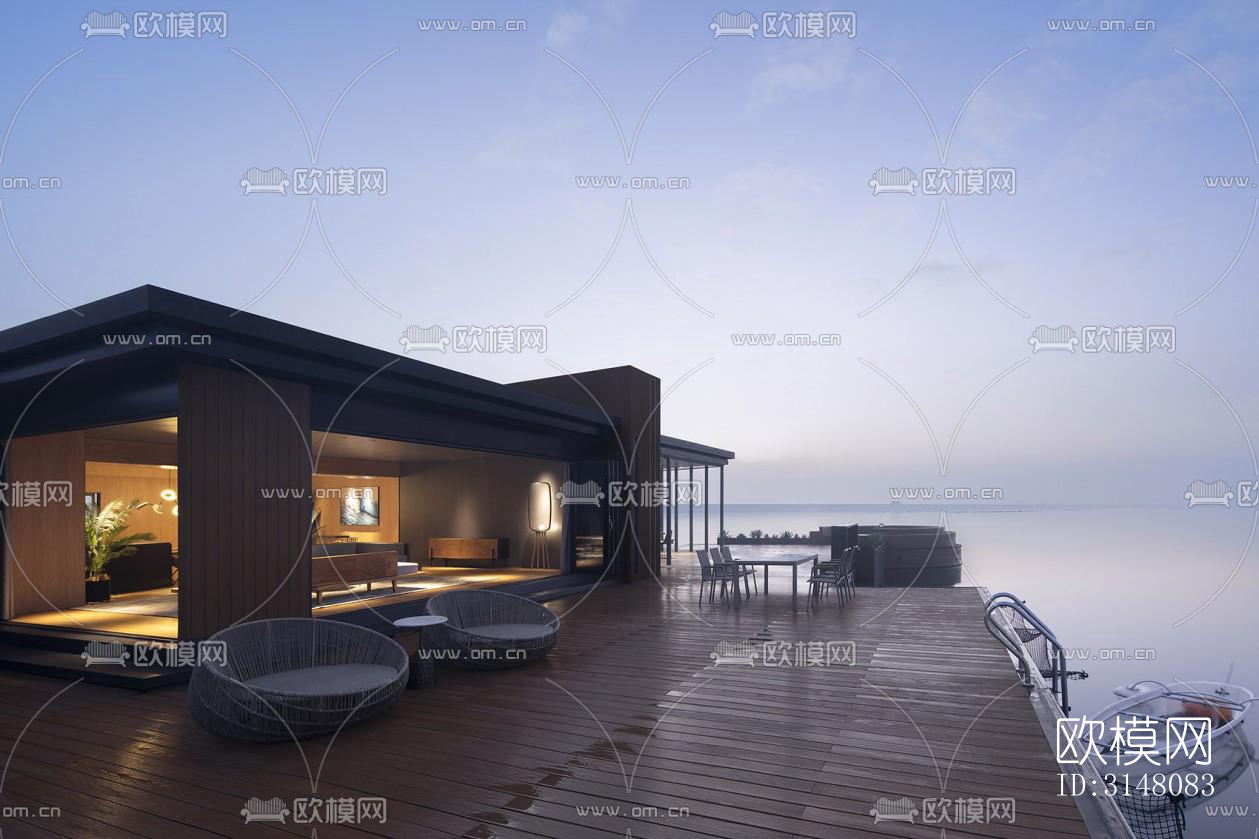 现代酒店民宿效果图下载（渲染图19）