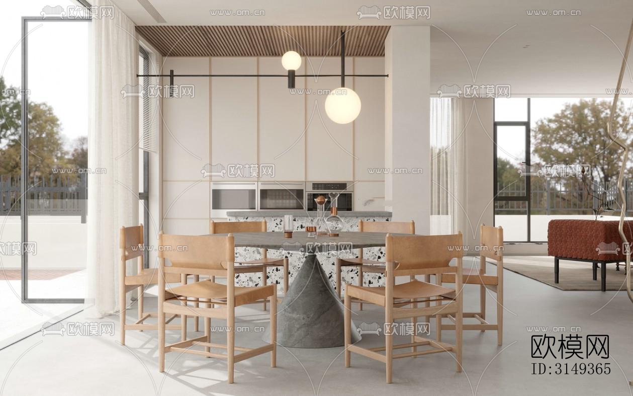 现代平层效果图下载（渲染图16）