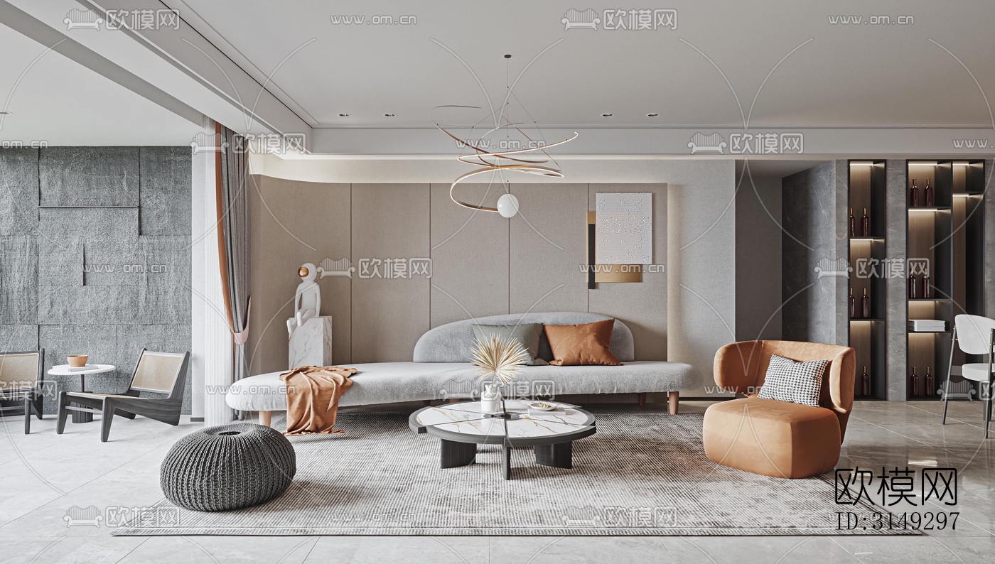 现代平层效果图下载（渲染图8）