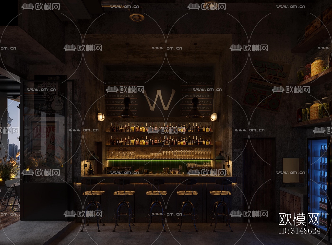 高级灰酒吧效果图下载（渲染图6）