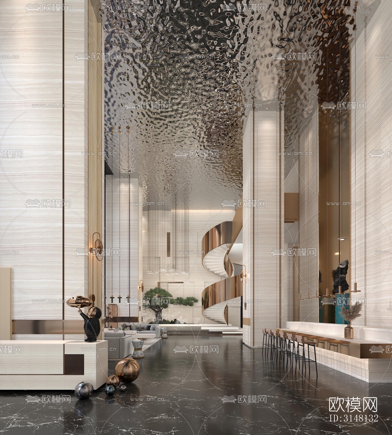 现代酒店民宿效果图下载（渲染图3）