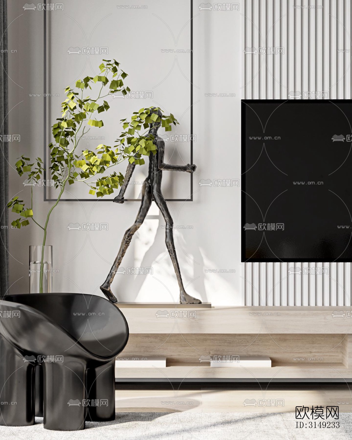 现代平层效果图下载（渲染图5）