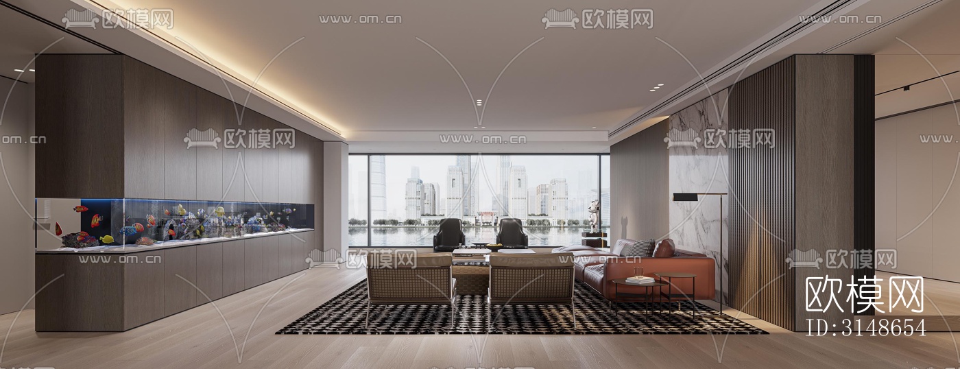 现代大平层效果图下载（渲染图13）