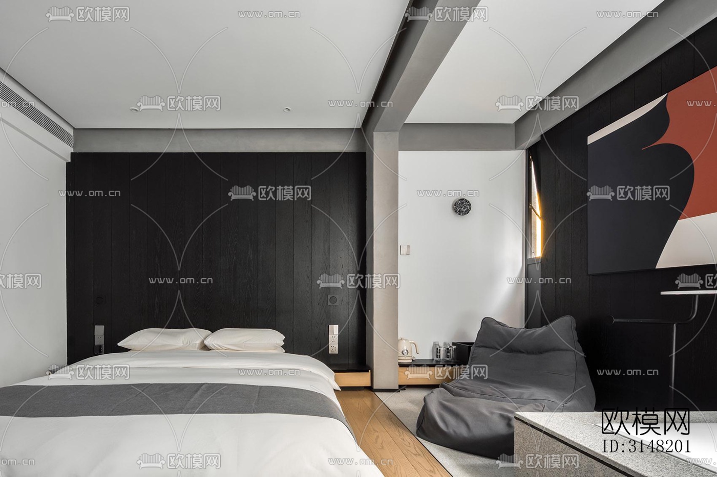 高级灰酒店民宿效果图下载（渲染图13）