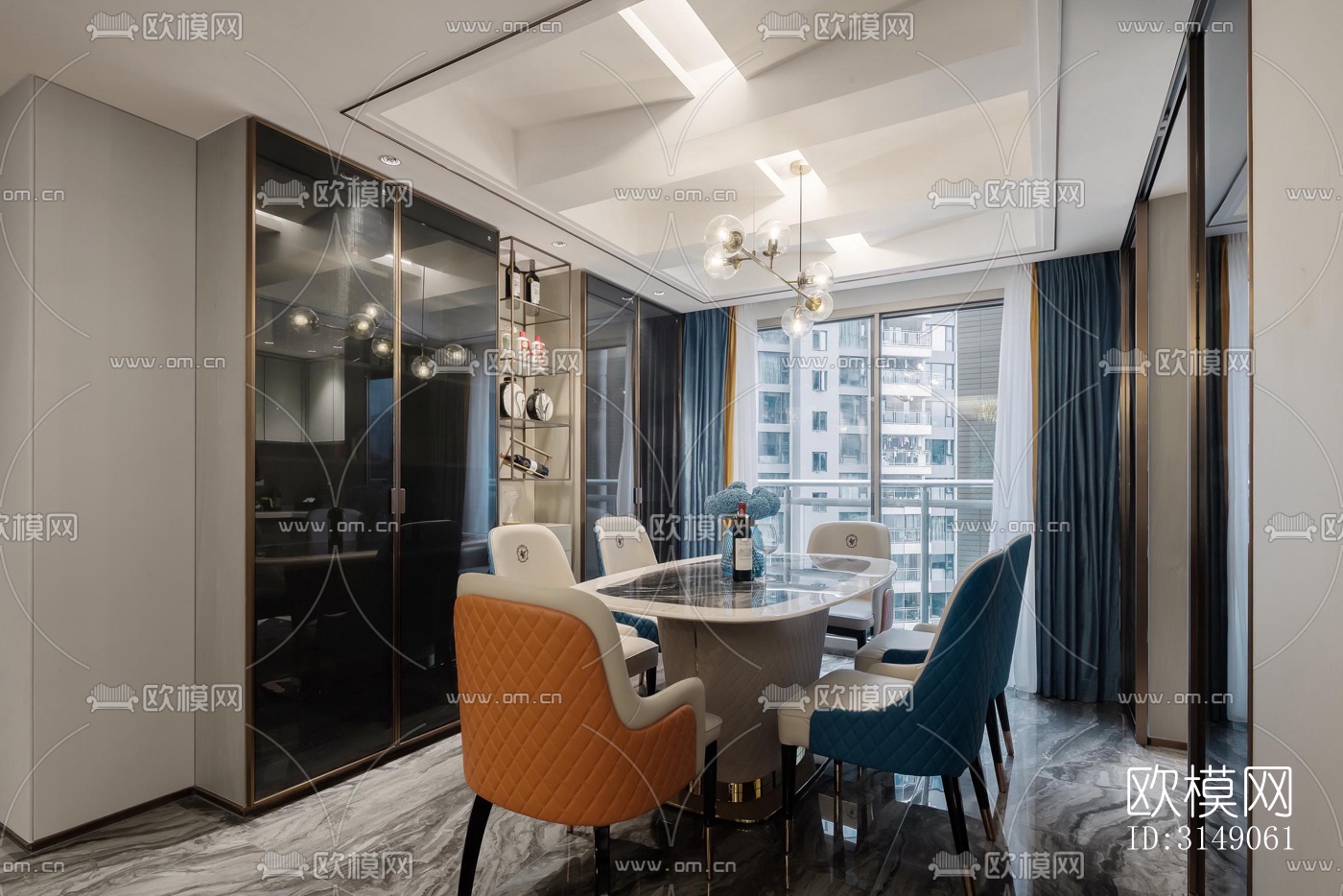 欧式平层效果图下载（渲染图4）