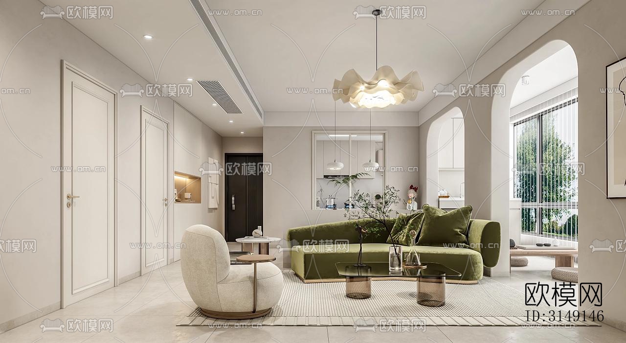 法式平层效果图下载（渲染图7）