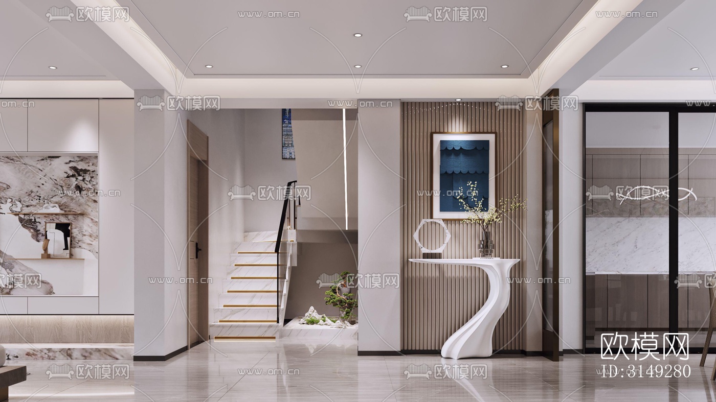 现代平层效果图下载（渲染图12）