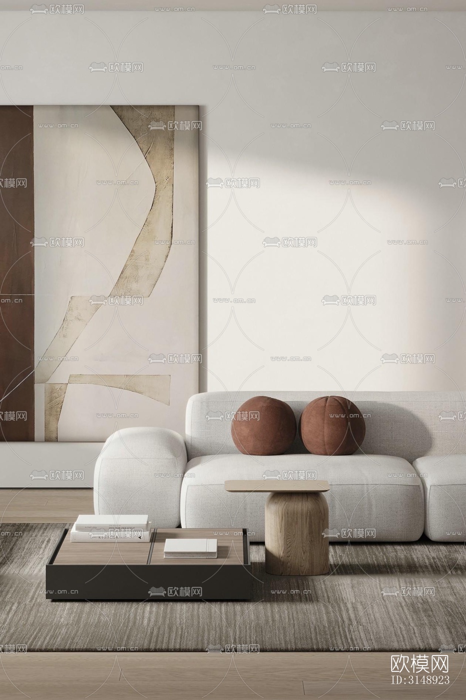 奶油风平层效果图下载（渲染图1）