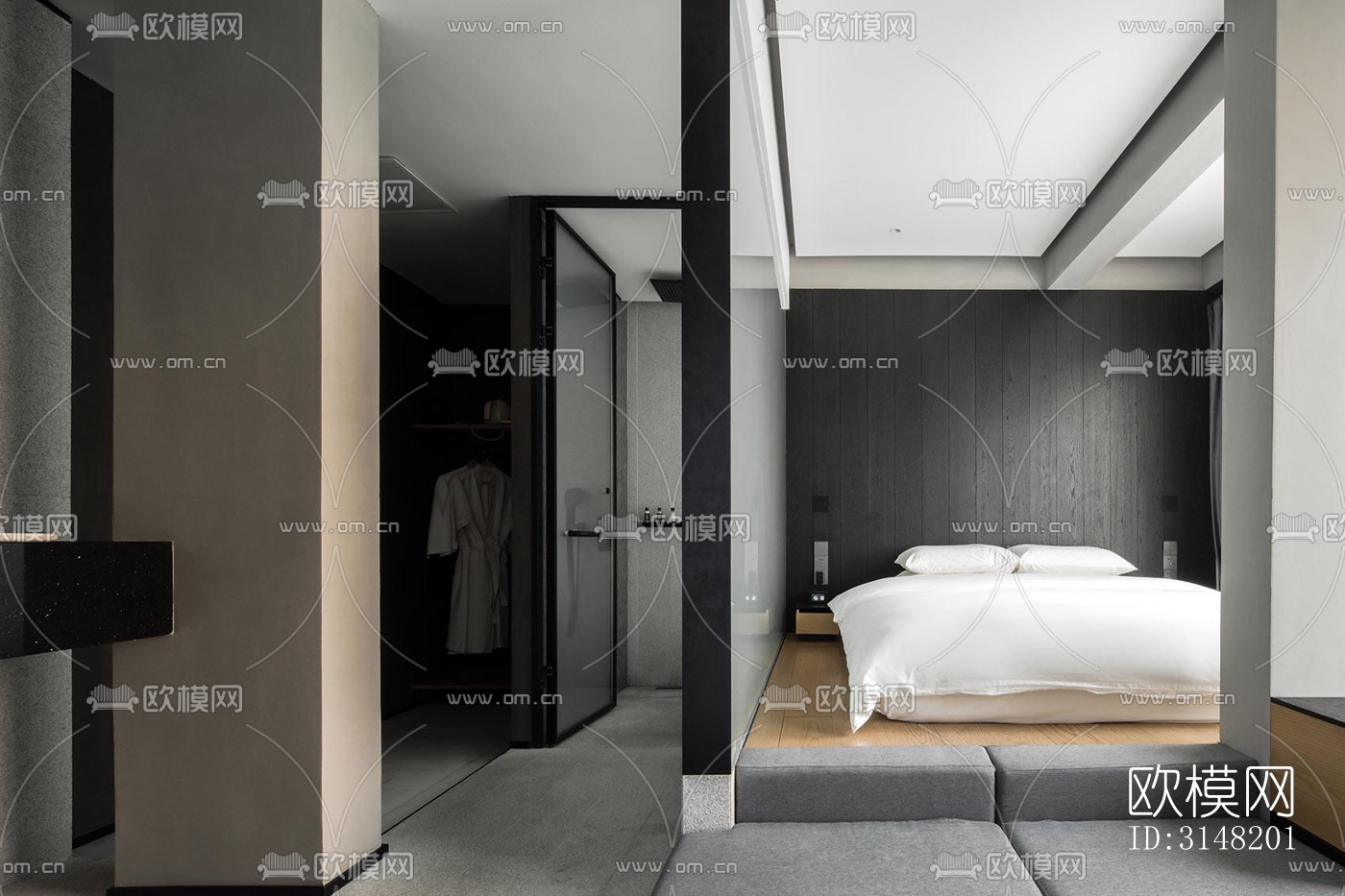 高级灰酒店民宿效果图下载（渲染图8）