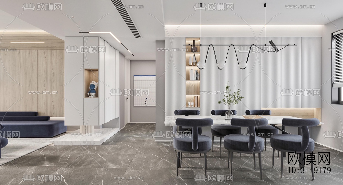 现代平层效果图下载（渲染图12）