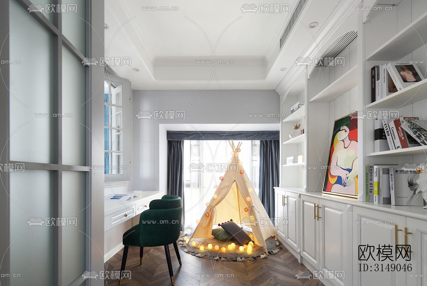 欧式平层效果图下载（渲染图9）