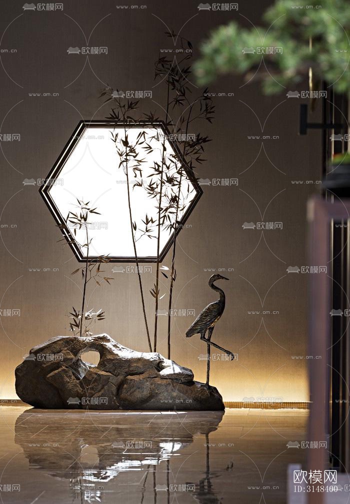 新中式养生会所效果图下载（渲染图2）