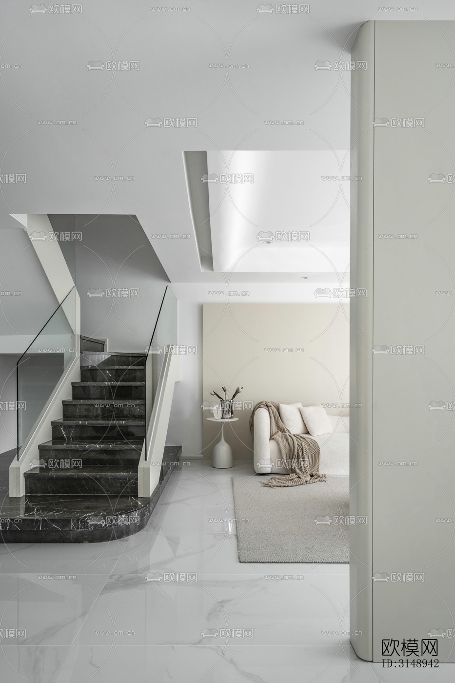 奶油风平层效果图下载（渲染图12）