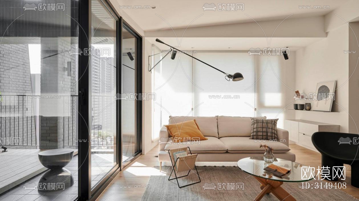 现代平层效果图下载（渲染图14）