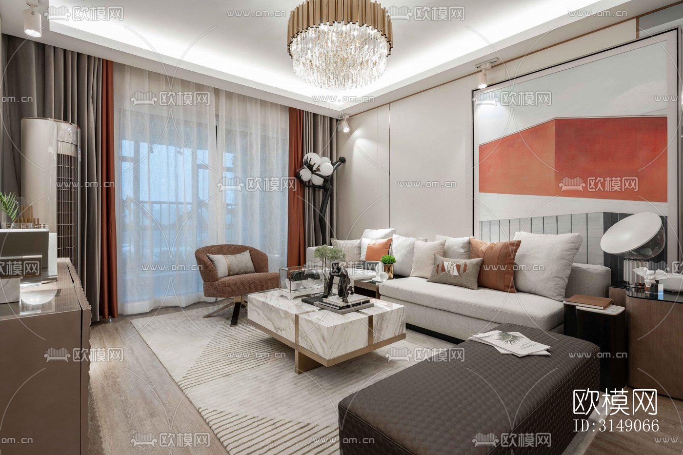 欧式平层效果图下载（渲染图4）