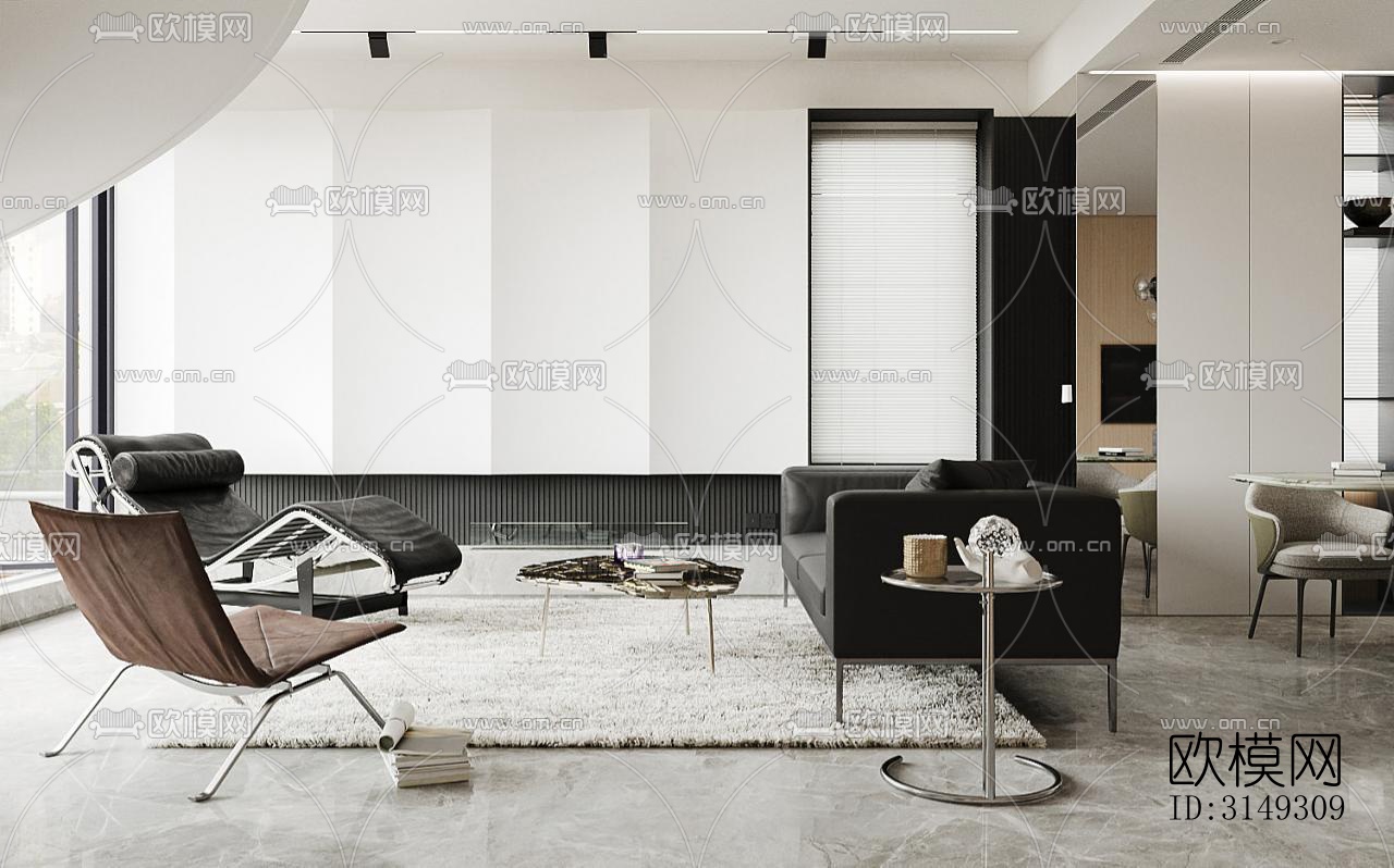 现代平层效果图下载（渲染图9）