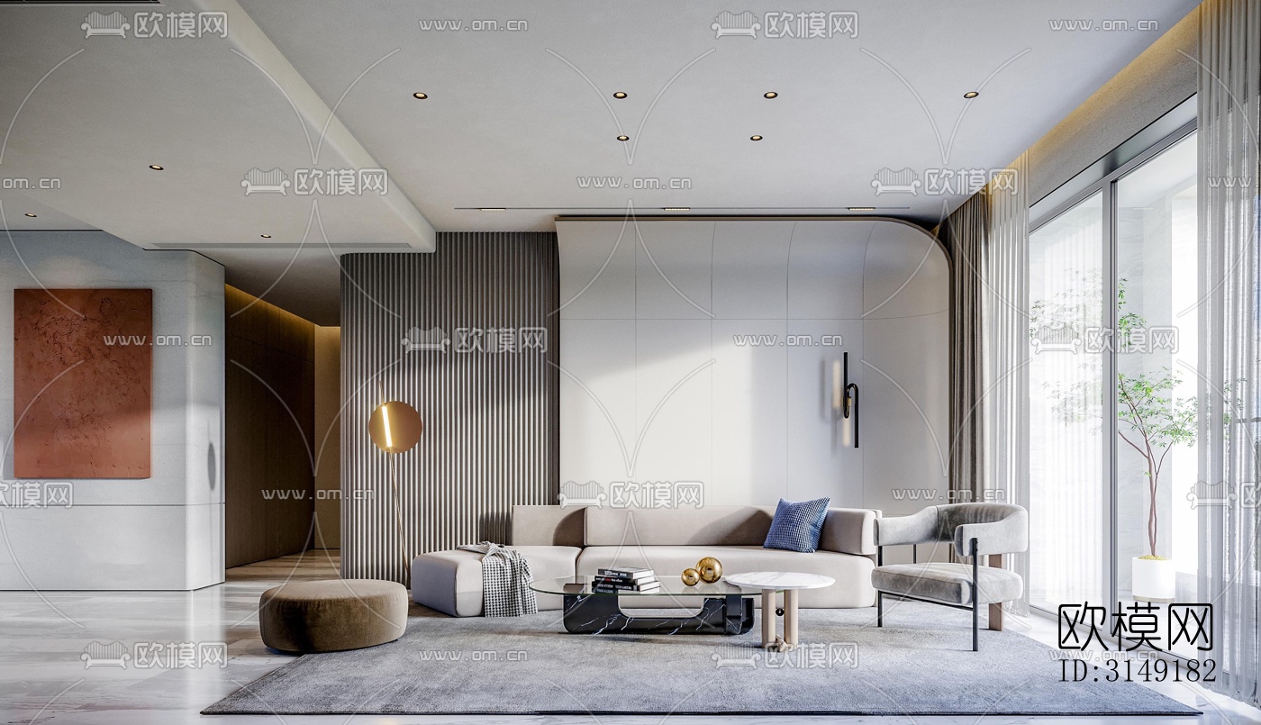 现代平层效果图下载（渲染图5）