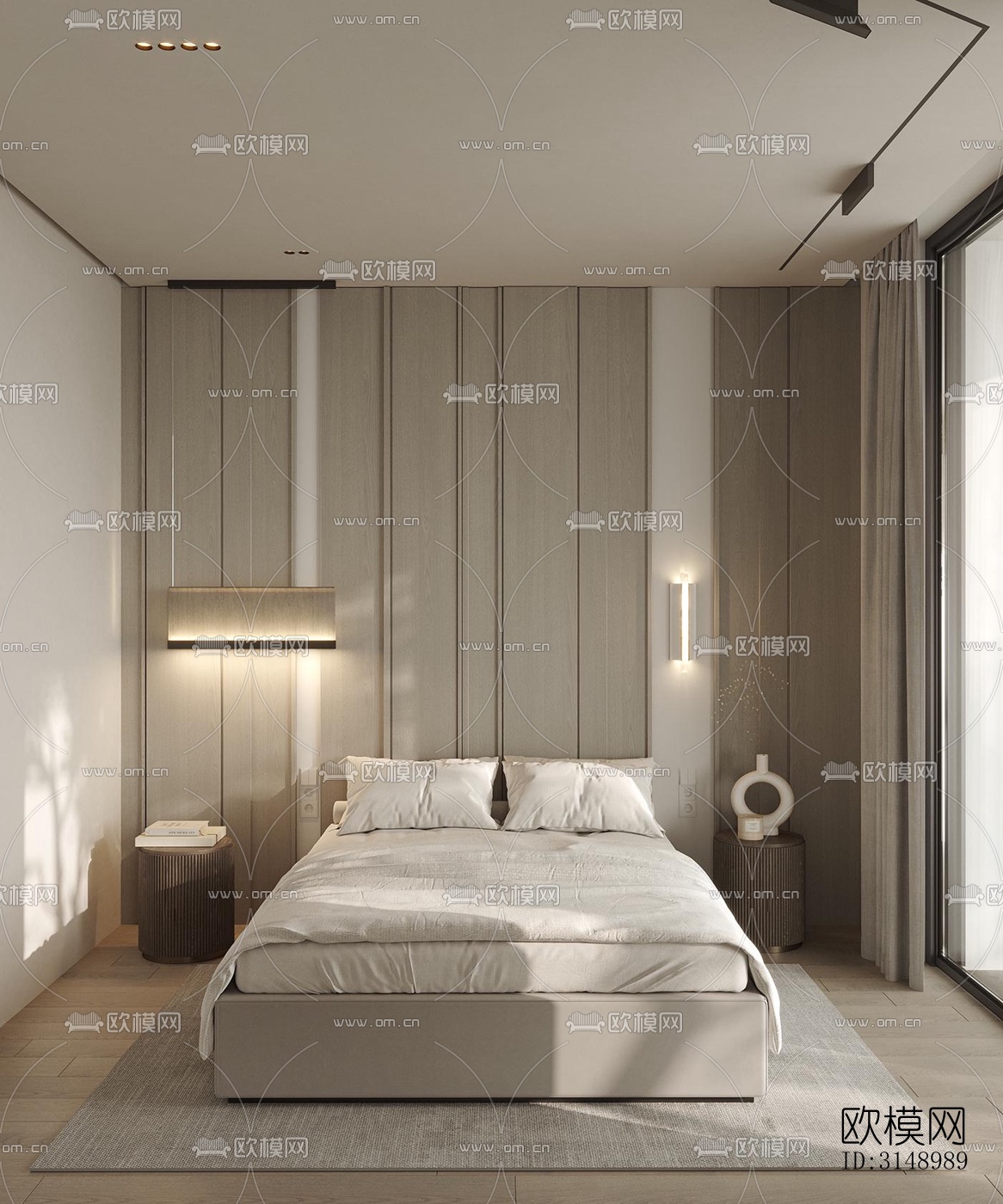 奶油风平层效果图下载（渲染图14）