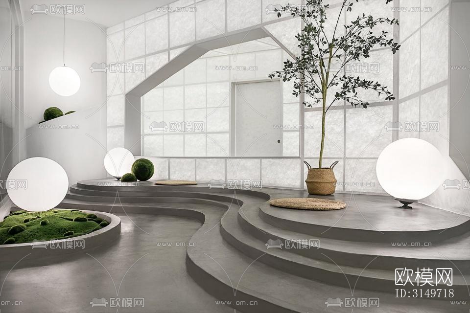 高级灰健身房效果图下载（渲染图1）