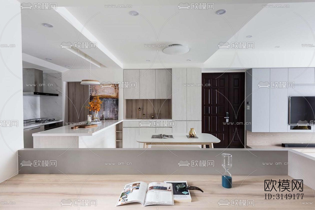 现代平层效果图下载（渲染图9）