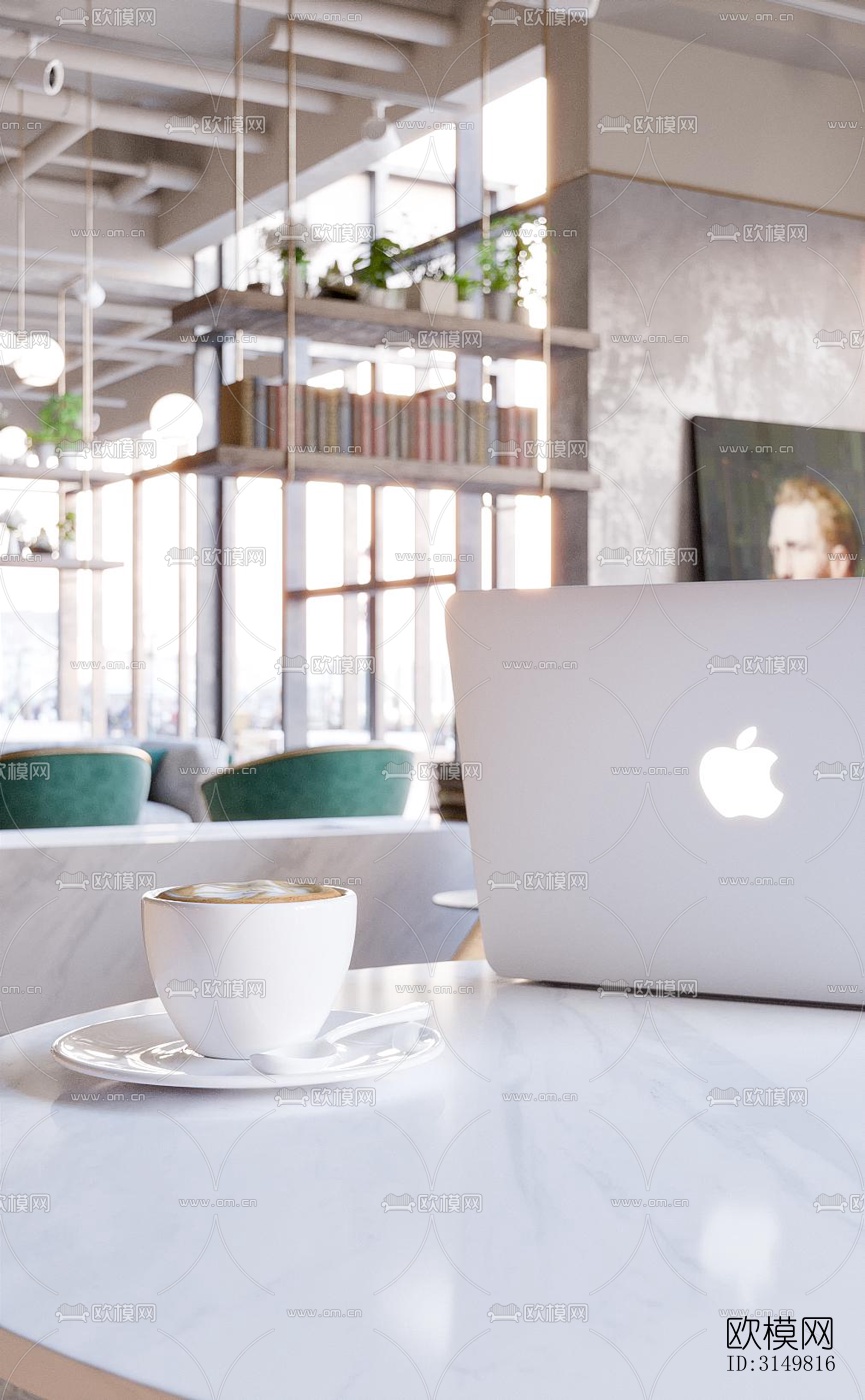 工业风咖啡奶茶效果图下载（渲染图1）