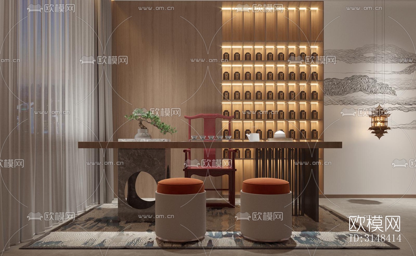 新中式养生会所效果图下载（渲染图12）