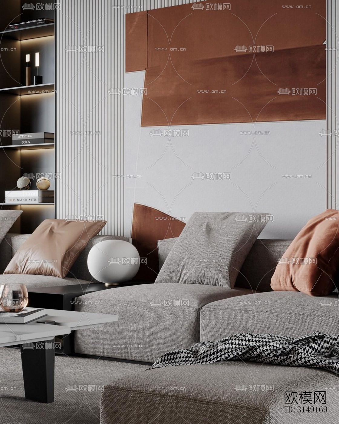 现代平层效果图下载（渲染图3）