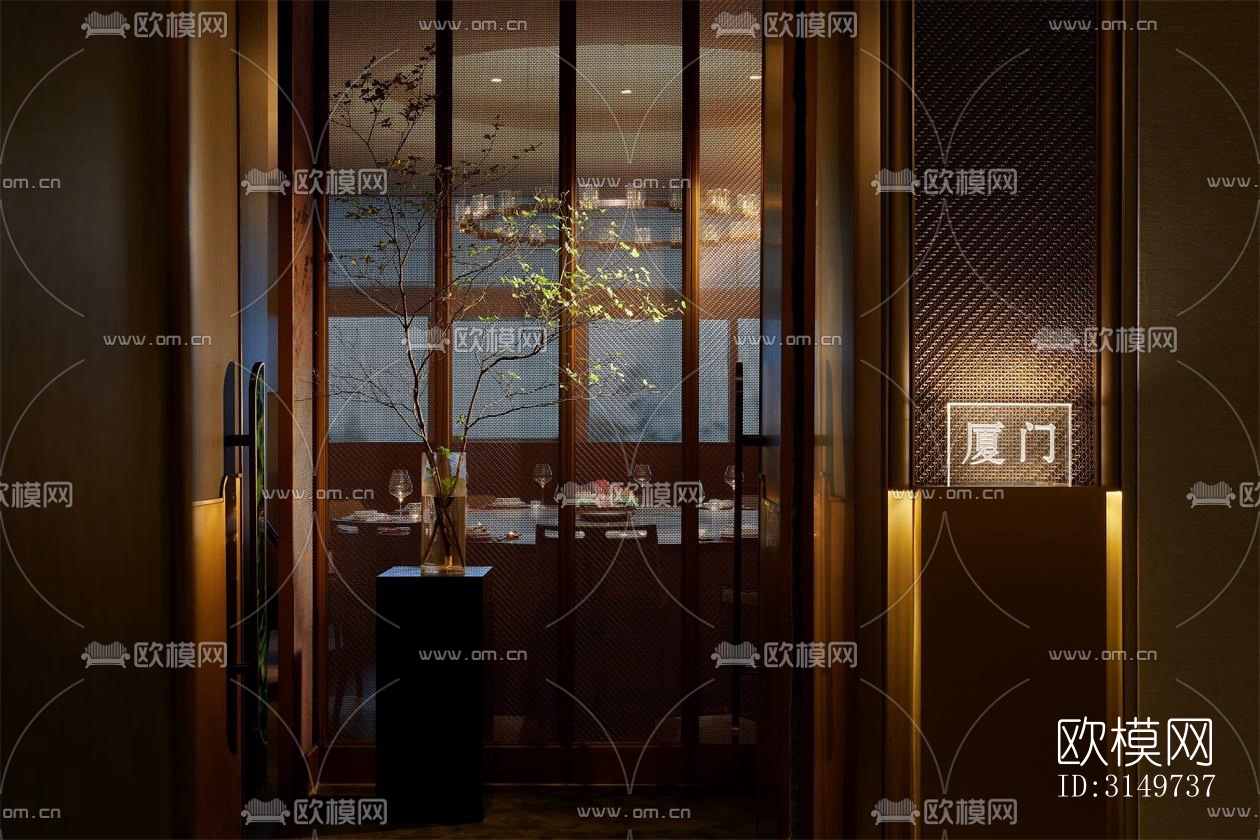 新中式中餐厅效果图下载（渲染图20）