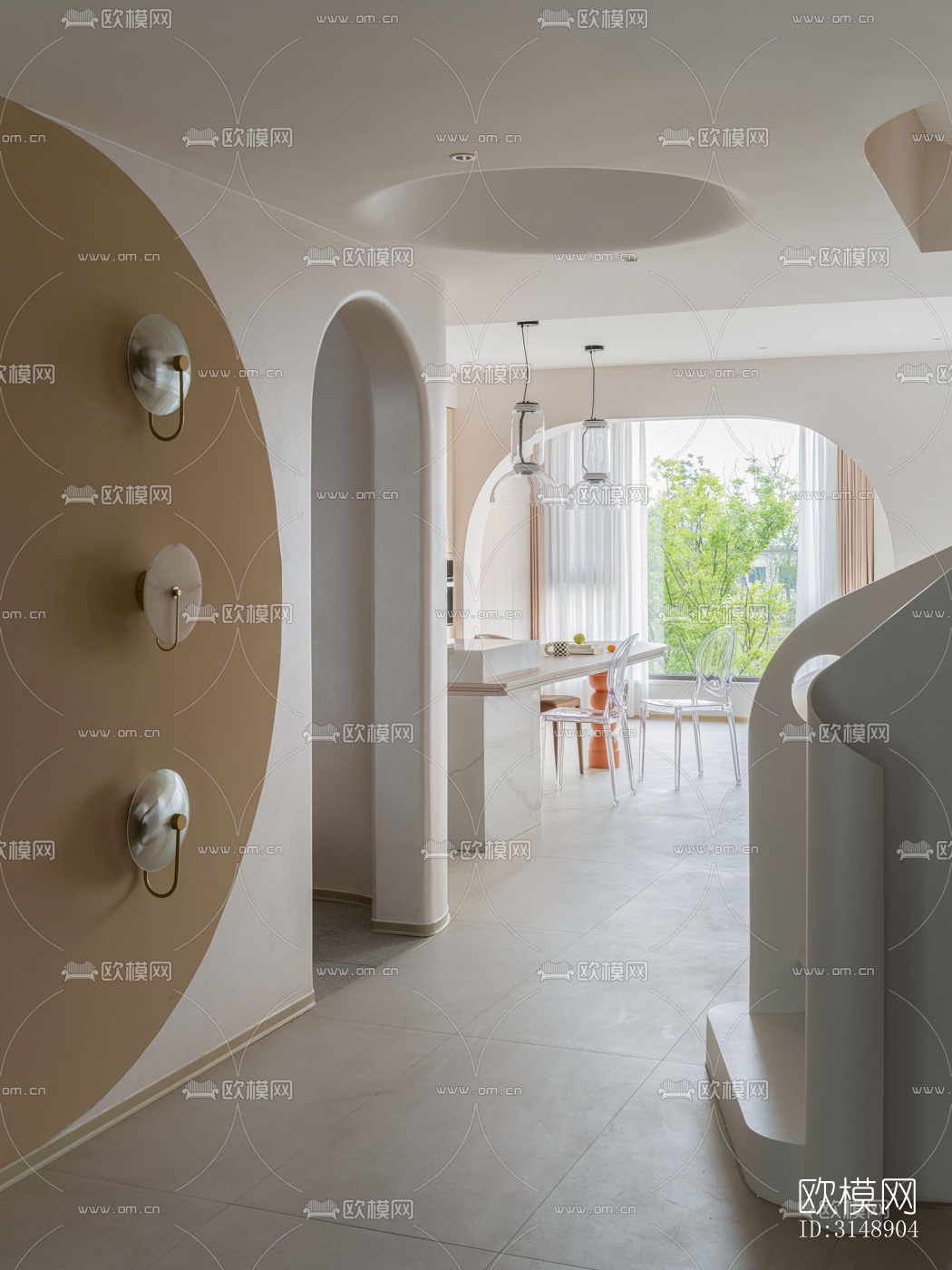 奶油风平层效果图下载（渲染图6）