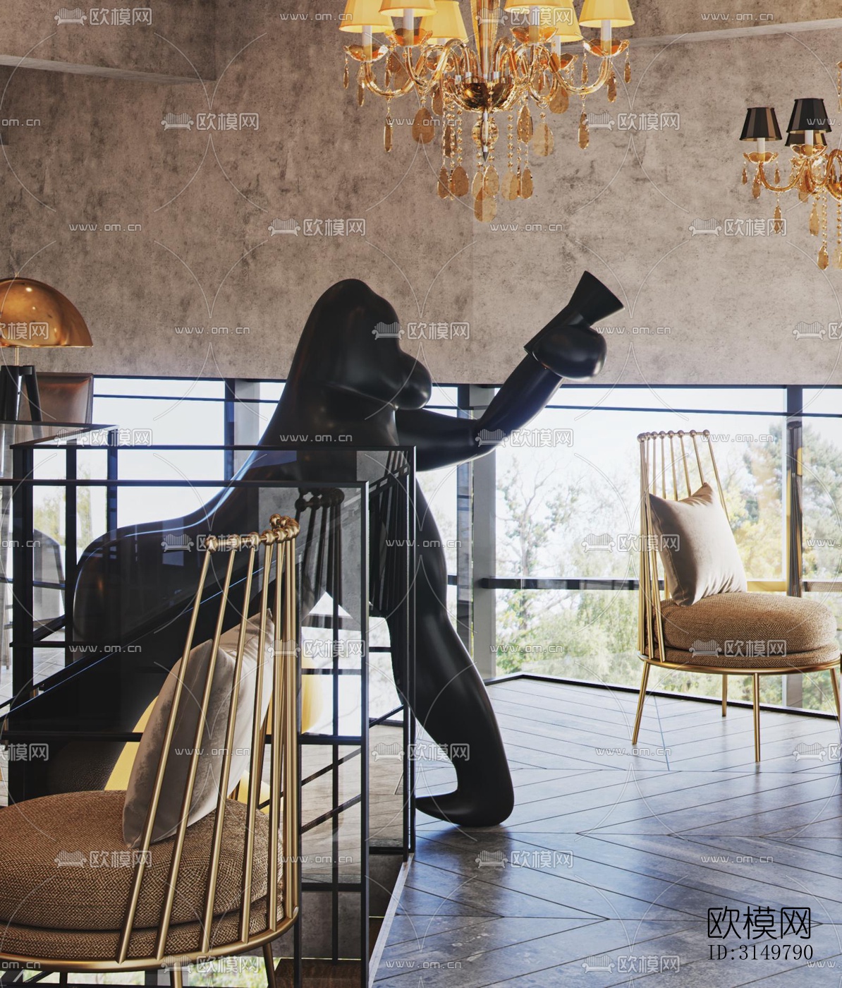 工业风咖啡奶茶效果图下载（渲染图2）