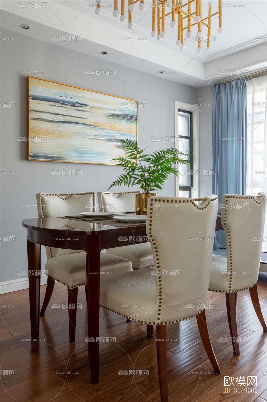 美式平层效果图下载（渲染图20）