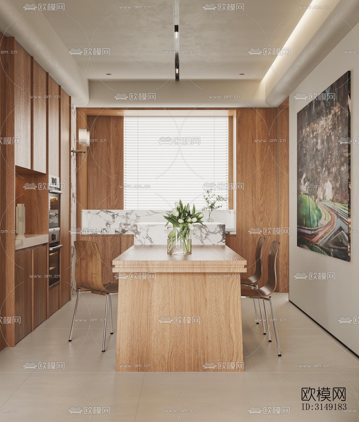 现代平层效果图下载（渲染图3）