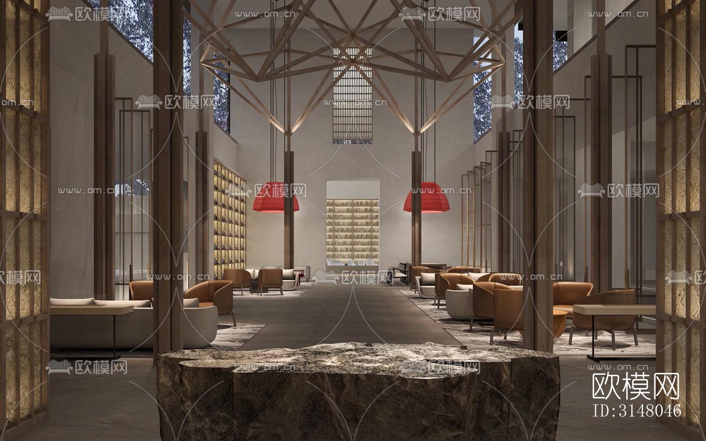 现代酒店民宿效果图下载（渲染图11）