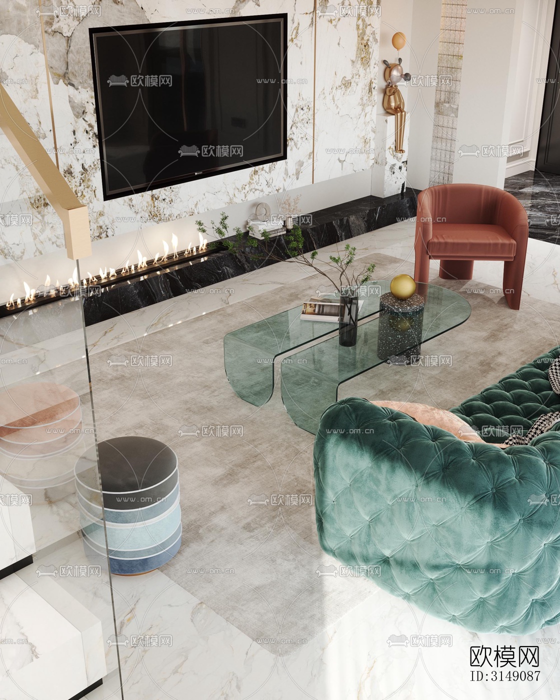 法式平层效果图下载（渲染图6）