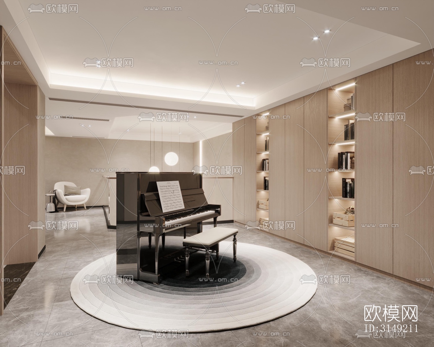 现代平层效果图下载（渲染图1）