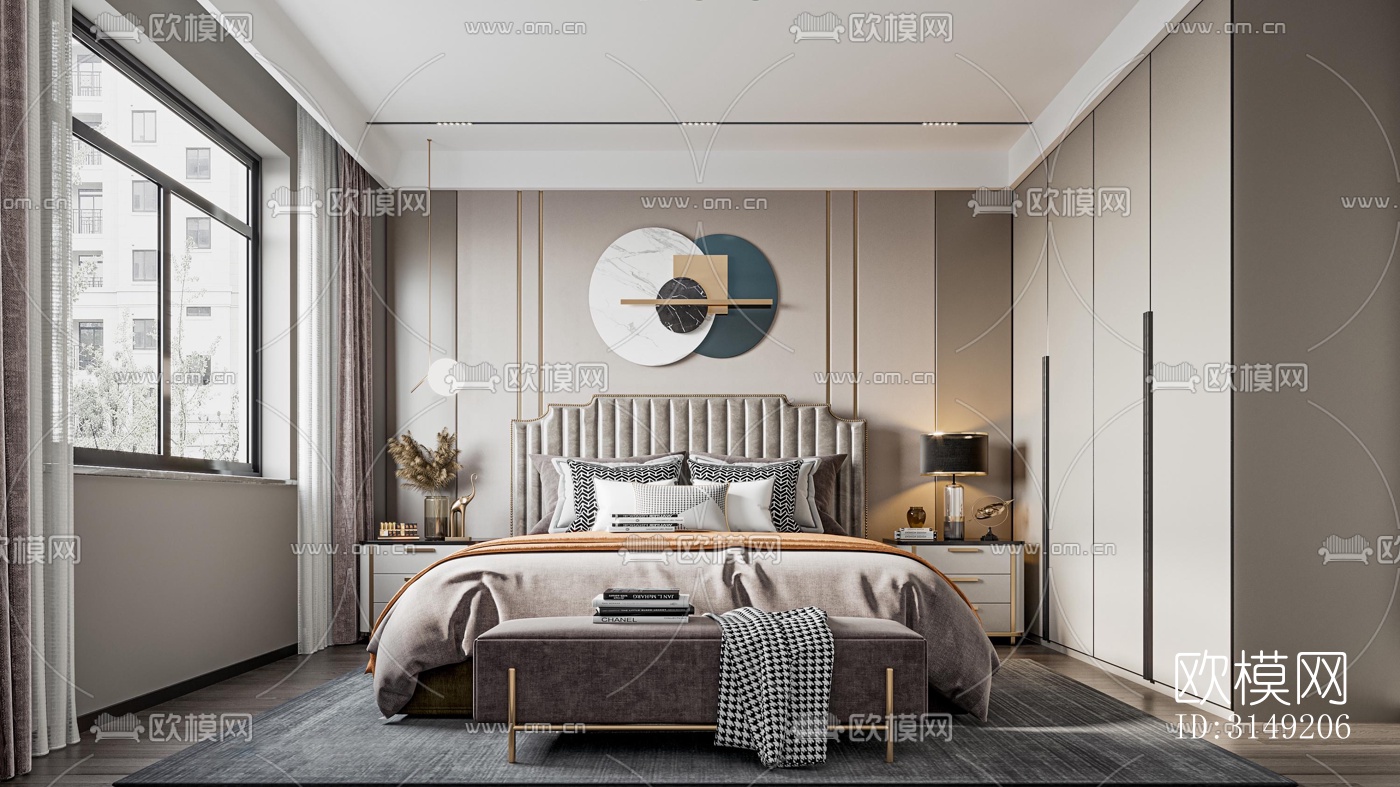 现代平层效果图下载（渲染图1）