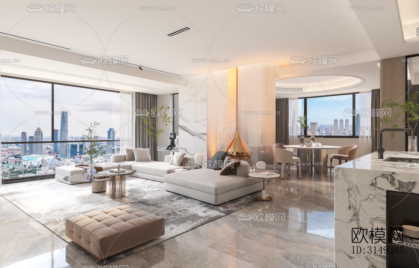 现代平层效果图下载（渲染图3）