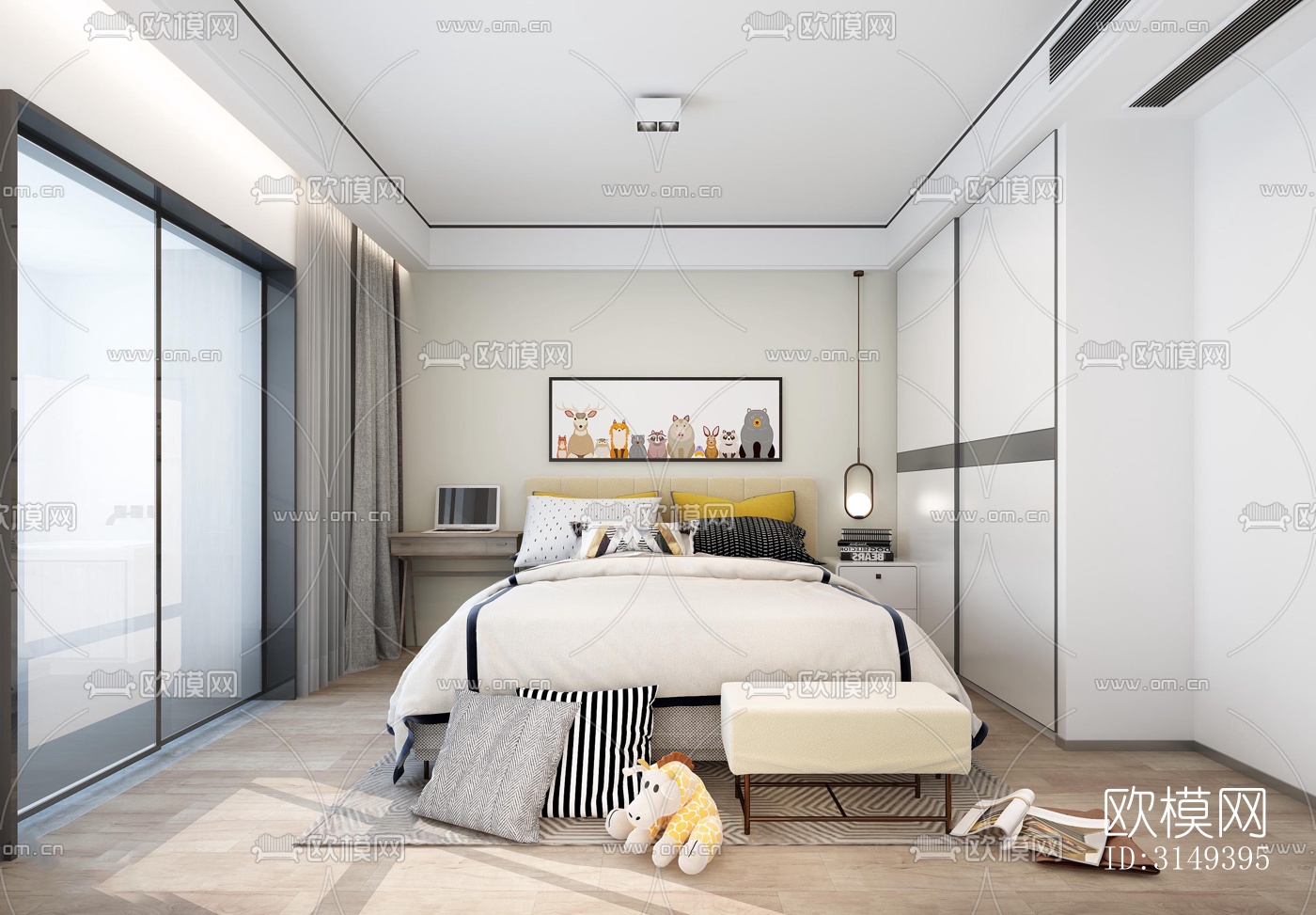 现代平层效果图下载（渲染图5）