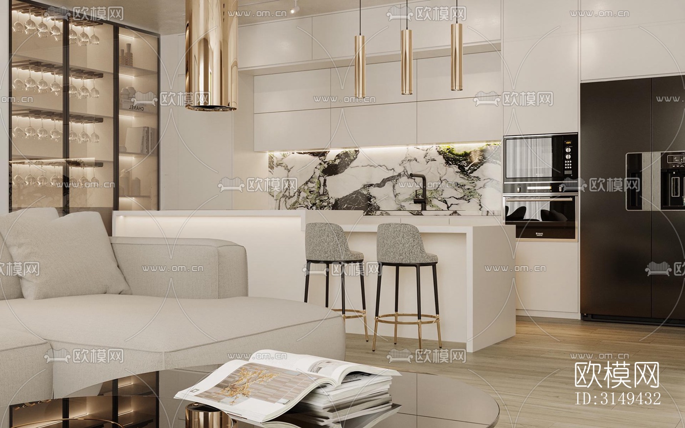 现代平层效果图下载（渲染图11）